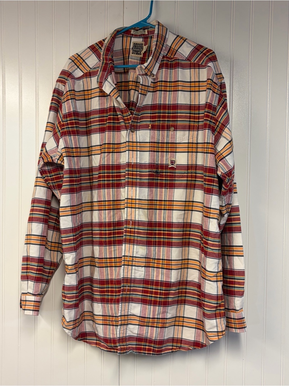 Rough Stock Panhandle Slim Red Plaid Button-Down Men's Shirt XXL Cotton Vintage